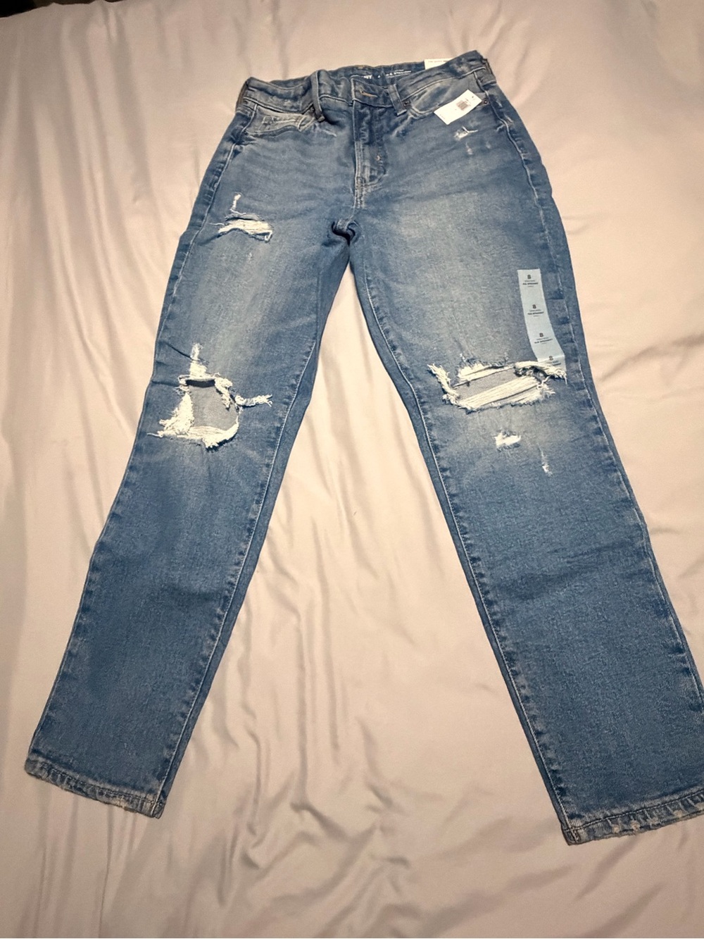 Old Navy Light Blue Straight-Leg Distressed Jeans